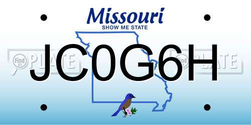 JC0G6H Missouri License Plate
