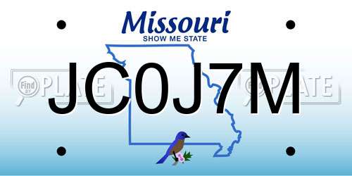 JC0J7M Missouri License Plate