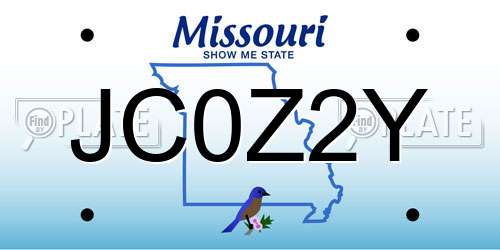 JC0Z2Y Missouri License Plate