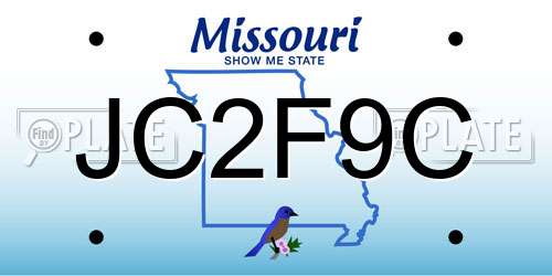 JC2F9C Missouri License Plate