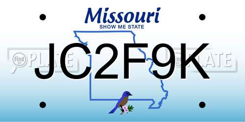 JC2F9K Missouri License Plate