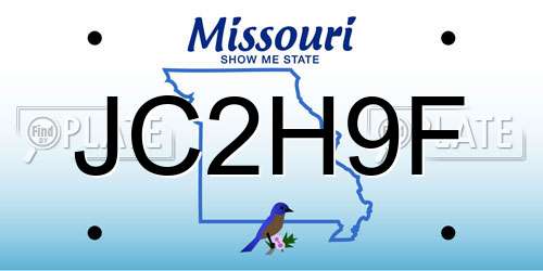 JC2H9F Missouri License Plate