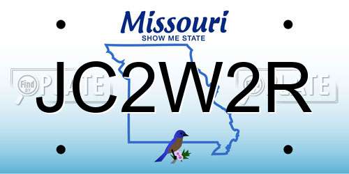 JC2W2R Missouri License Plate