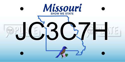 JC3C7H Missouri License Plate
