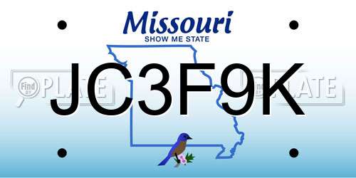 JC3F9K Missouri License Plate