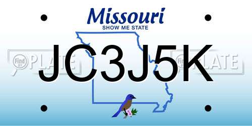 JC3J5K Missouri License Plate