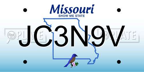 JC3N9V Missouri License Plate