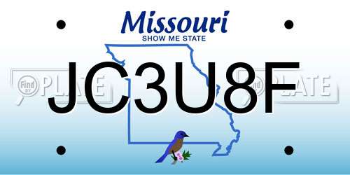 JC3U8F Missouri License Plate