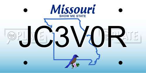 JC3V0R Missouri License Plate