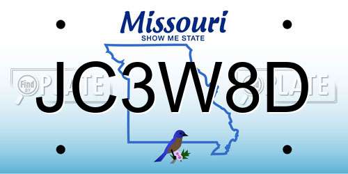 JC3W8D Missouri License Plate