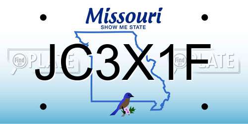 JC3X1F Missouri License Plate