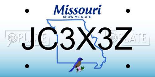 JC3X3Z Missouri License Plate