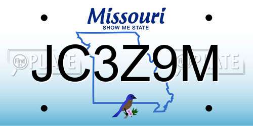 JC3Z9M Missouri License Plate