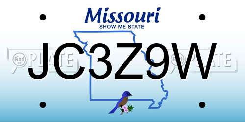 JC3Z9W Missouri License Plate