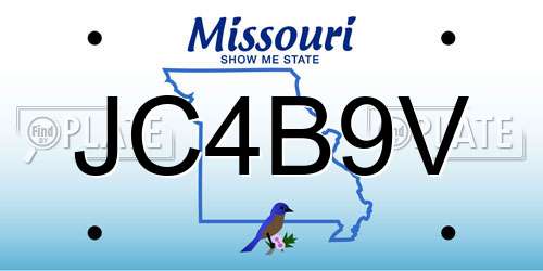 JC4B9V Missouri License Plate