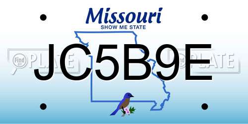 JC5B9E Missouri License Plate