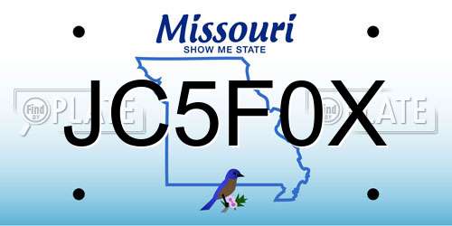 JC5F0X Missouri License Plate