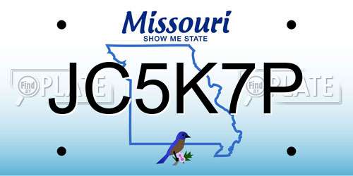 JC5K7P Missouri License Plate