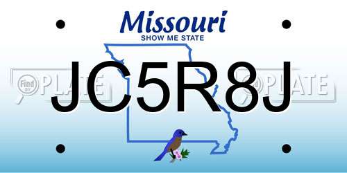 JC5R8J Missouri License Plate