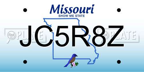 JC5R8Z Missouri License Plate