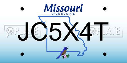 JC5X4T Missouri License Plate