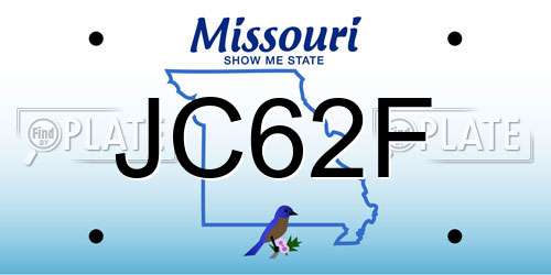 JC62F Missouri License Plate