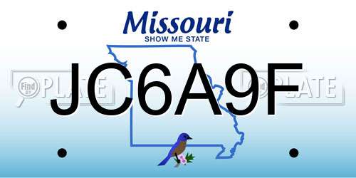 JC6A9F Missouri License Plate