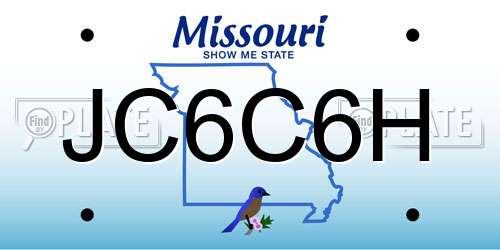 JC6C6H Missouri License Plate
