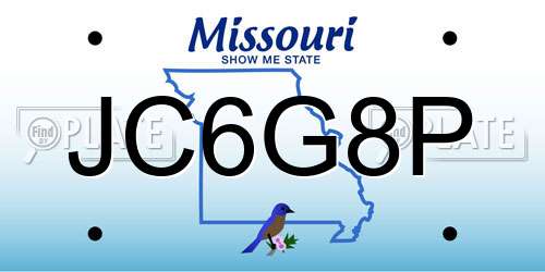JC6G8P Missouri License Plate