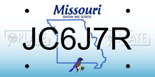 JC6J7R Missouri License Plate