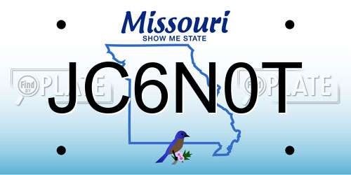 JC6N0T Missouri License Plate