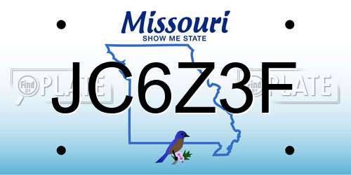 JC6Z3F Missouri License Plate