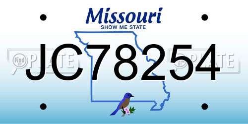 JC78254 Missouri License Plate