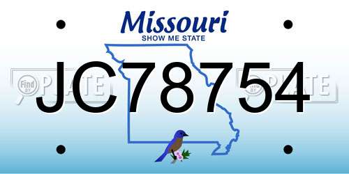JC78754 Missouri License Plate