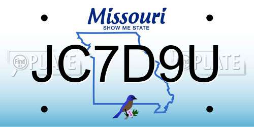 JC7D9U Missouri License Plate