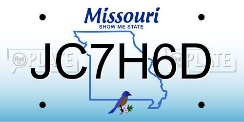 JC7H6D Missouri License Plate