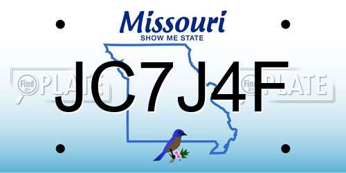 JC7J4F Missouri License Plate