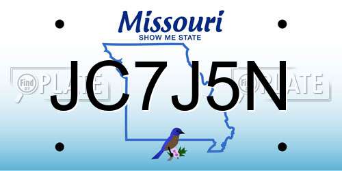 JC7J5N Missouri License Plate