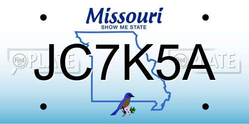 JC7K5A Missouri License Plate