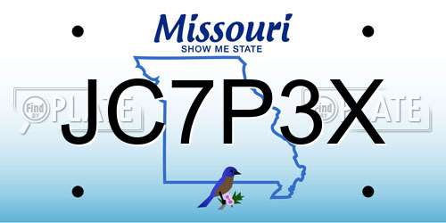 JC7P3X Missouri License Plate