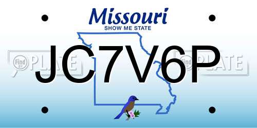 JC7V6P Missouri License Plate