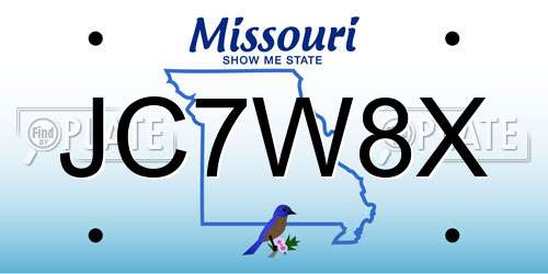 JC7W8X Missouri License Plate