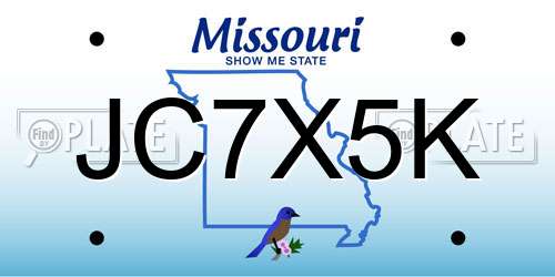 JC7X5K Missouri License Plate