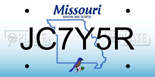 JC7Y5R Missouri License Plate