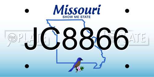 JC8866 Missouri License Plate