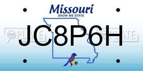 JC8P6H Missouri License Plate