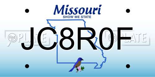 JC8R0F Missouri License Plate