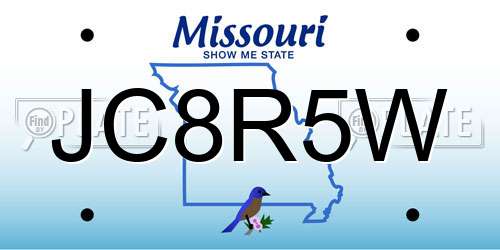 JC8R5W Missouri License Plate