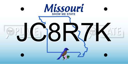 JC8R7K Missouri License Plate
