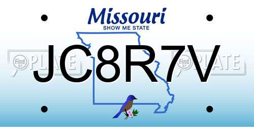 JC8R7V Missouri License Plate